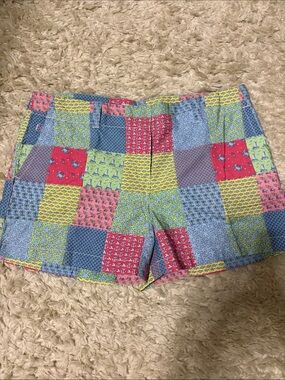 Vineyard Vines Patchwork Shorts with Coral, Light Blue & Yellow Panels